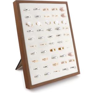 Homeanda Ring Display Stand - 50 Slots L-Shaped Velvet Jewelry Tray Ring Board Earrings Organizer for Vendors