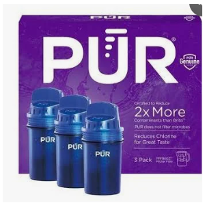 PUR Water Pitcher & Dispenser Replacement Filter 3-Pack, Genuine PUR Water Filter, 2-in-1 Powerful and Faster Filtration, 8-Month Value, Blue (PPF900Z4)