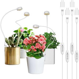 Grow Lights for Indoor Plants, ETL Listed Pot Clip LED Plant Lights for Indoor Growing, Full Spectrum, 4-Level Dimmable, Auto On Off 3 6 12 Hrs Timer for Small Plants, Garden White