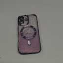 Misscase Magnetic Glitter Case for iPhone 17,Gradient Love Hearts Plating Phone Case Compatible with MagSafe,Built-in Camera Lens Protector,Cute Full Cover Protection Case for Women-Purple