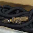 Flexi Hose Lightweight Expandable Garden Hose, 50FT - Retractable Garden Hose, Water Hose - No-Kink Flexibility, 3/4 Inch Solid Brass Fittings and Double Latex Core (Black)