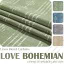 jinchan Boho Curtains Linen Blend Curtains for Living Room Farmhouse Sage Green Drapes 108 Inches Long for Bedroom Semi Sheer Drapes Geometric Striped Printed 2 Panels Set