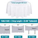 Kesfey 6 Packs White Round Table Cloths 90 Inch White Polyester Circle Bulk Linen Tablecloth Wrinkle Resistant Tablecloths Washable High Density Fabric Tablecovers for Wedding Camping Banquet Parties