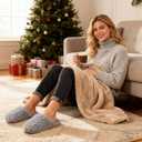 RockDove Women's Twirl Fleece Cozy Scuff Slippers with Memory Foam, Indoor Non-Slip Rubber Sole, Gift-Ready House Shoes (9-10)