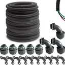 (1/2" Dia * 100 Feet) Yariwiz Black Special Extra Flexible Electrical Conduit Liquid Tight PVC Conduit Kit with 5 PCS Coupling, 5 PCS Elbow and 10 PCS Strap, Sealtight Seal Flex Liquidtight Wire