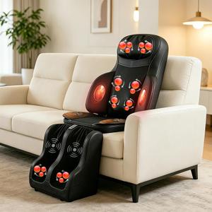 Kalamera Shiatsu Neck & Back Massager with Foot & Calf Massager Deep Kneading Vibration Massage Chair Pad Full Body Massage Chair Mat for Home Office