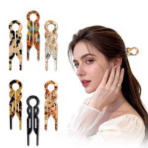 French Hair Pins,6PCS U Shape Elegant Women Prestige Hair Pins, Acrylic Hair Accessories for All Hair Types, Effortless Updos