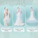 Wedding Veil, 1 Tier Pearl Bridal Veil, With Metal Comb Veils for Women Wedding (White)