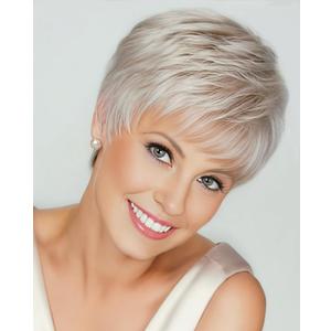 SEVENCOLORS Short Wigs for White Women Platinum Blonde Pixie Cut Wigs Layered Natural Looking Synthetic Hair Wigs for Women