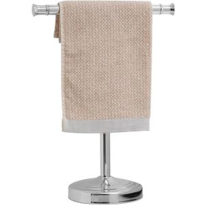 RUMOSE 13 Inch Polished Chrome Towel Stand Hand Towel Holder Bathroom Kitchen Vanity Countertop T-Shape Towel Rack Free Standing Stainless Steel Towel Bar Towel Ring