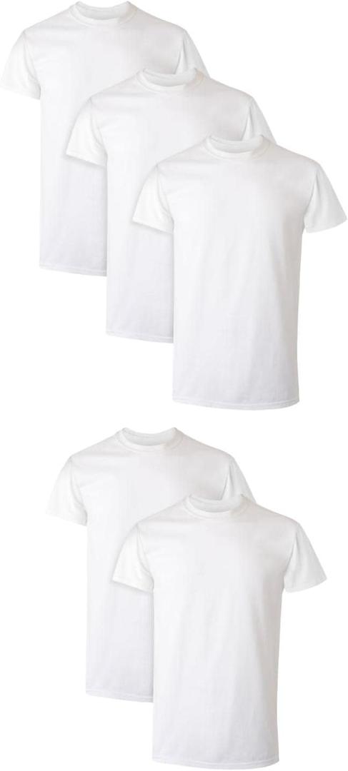 Hanes Men's Moisture-Wicking Crewneck Performance Undershirt, 5-Pack (Medium, White)