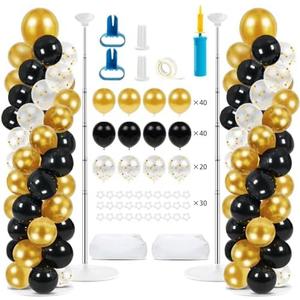 2 Pack Balloon Tower, Include 70 Balloons, 6.5 Feet Height Adjustable Balloon Column, Easy Assembly Balloon Stand for Party Decoration
