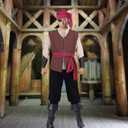 11 pcs Mens Pirate Costume Adult Renaissance Medieval Shirt Vest Pants Halloween Cosplay Outfit with Accessories (XL)