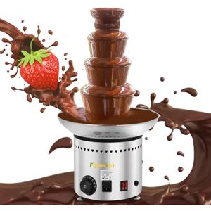Commercial Chocolate Fountain 4 Layers 11Lbs Large Chocolate Fondue Tower Stainless Steel Hot Chocolate Waterfall for Nacho Cheese Knob Control