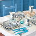 350 Pcs Summer Seashell Beach Party Decorations Serves 50 Starfish Seashell Beach Party Plates Tableware Starfish Coral Disposable Paper Plates Napkin Cup Knife Fork Spoon for Ocean Birthday