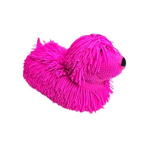 Soft Shaggy Puffer Dog Toy (1 Pink) (8" x 5") Rubber. Filled with air for a Fun Squishy Stretchy Fidget Experience.