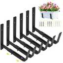 LukLoy Window Planter Box Brackets, 4 Pack Adjustable Heavy Duty Wall Mount Window Flower Boxes Outdoor with Bracket (6 to 12 in), with 70lbs Capacity, Black