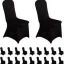 LZY 20pcs Spandex Chair Cover Stretch Slipcovers for Wedding Party, Dining Banquet Chair Decoration Covers (Black, 20)