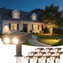 Solar Lights Outdoor Waterproof IP65Outside Solar Landscape Spotlight with Ambient Light Column and Adjustable Aperture for Garden Yard Pathway Lawn2 IN 1 Can Used as Wall LampWarm White- 12 Pack