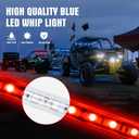 2PCS 1.2M Red LED Whip Light for Truck, BESTZHEYU 4FT ATV UTV LED Whip Light Antenna Whips for RZR Polaris Off-Road Sand Dune Buggy 4x4
