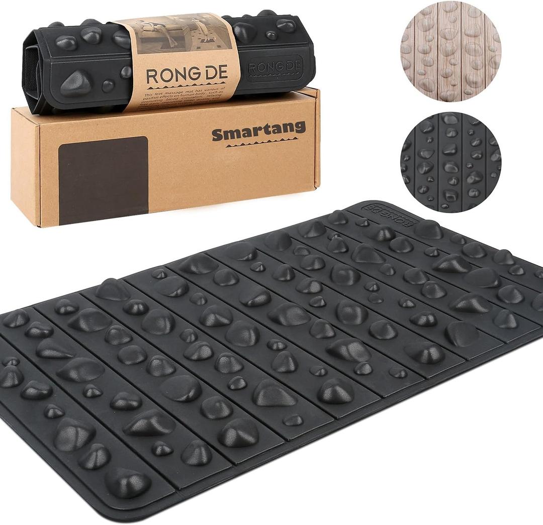 Smartrang High Elasticity Acupressure Mat, Foldable Particle Foot Massager, Pressure Point Pad for Relieve Foot Pain, Fasciitis (19.7in*12.2in, Black)