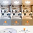 BLNAN 15.4 Inch LED Flush Mount Ceiling Light, 3000K-5000K 3 Color Selectable Ceiling Lights, 36W 3600LM Closet Light Fixture, Ceiling Lamp for Bedroom, Dining Room, Kitchen, Silver