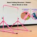 MARFULA Foldable Gymnastic Bar for Kids Ages 3-12, 9 Height Levels, 200 lbs Weight Capacity, 5 Ft Length Gymnastic Kip Bar with Mat, Gymnastic Equipment for Home and Gym Center Indoor Outdoor Use