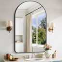GLASHOM Arched Bathroom Mirror, 30"x48" Black Arched Mirror for Bathroom, Wall Mounted Mirror, Black Vanity Wall Mirror w/Metal Frame for Bedroom, Entryway, Living Room, Vertically Hanging
