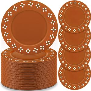 Havawish 36 Pcs Mexican Plastic Plates 13 Inch De Barro Mexican Floral Charger Plate Traditional Design Plates Mexico Plate for Wedding Bridal Shower Party Supplies