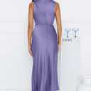 Memoriesea Women's Sexy Sleeveless Cowl Neck Flowy A Line Party Cocktail Midi Dress (Purple, M)