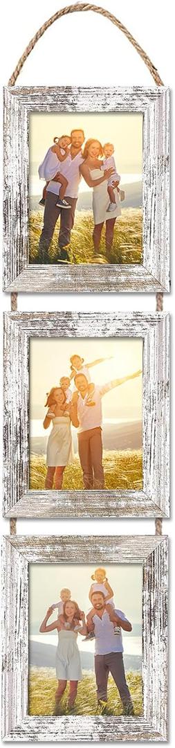 5x7 Wall Hanging Picture Frames Collage with 3 Opening White Frames