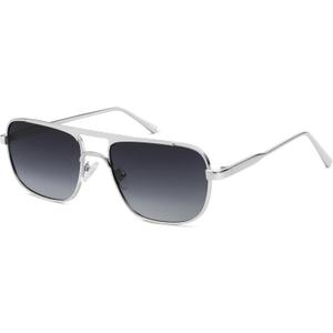 SOJOS Retro Square Aviator Polarized Sunglasses Women Men Vintage Shades Womens Mens Sun Glasses SJ1234, Silver Frame/Grey Grading Lens