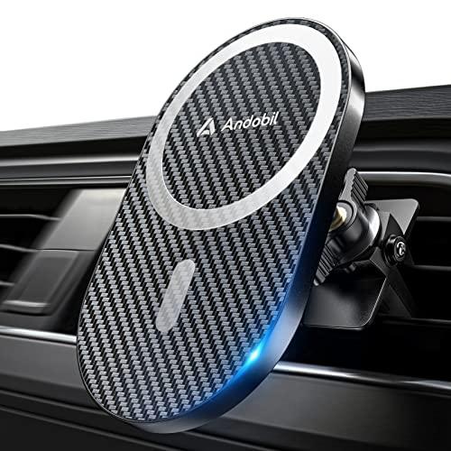 andobil Upgraded for Magsafe Car Mount Pro [Strongest Magnet, Big Phone Friendly] 360° Rotation Magnetic Phone Holder for Car Vent for iPhone 17 Pro Max 16/15/14/13/12 Samsung S25/S24 (Carbon Fiber)