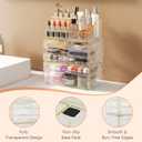Delamu 3pc 6-Drawer Makeup Organizer Countertop Cosmetic Organizer for Vanity | Bathroom | Skincare | Perfume | Lipstick Storage, Casual Pairing No Assembly, Crystal Clear with Luxe Gold Trim