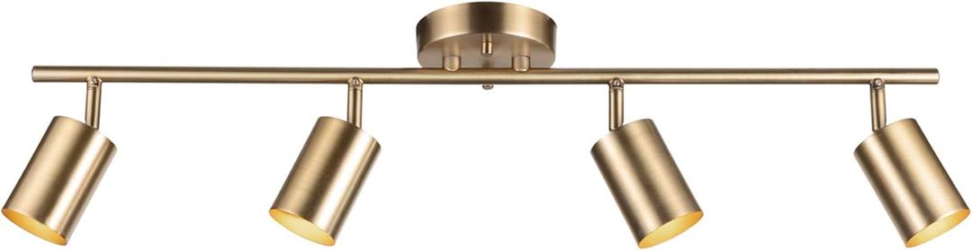 Globe Electric Pratt 4-Light Track Lighting, Matte Brass, Gold