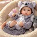 Aori 17 Inch Lifelike Baby Dolls Realistic Doll with Real Life Lightweight Soft Body & Grey Outfits, for Girls 3+ Role Play, Adoption Day, Photography Prop, Collectible