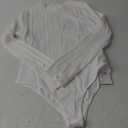 LilyCoco Women Long Sleeve Bodysuit Top Mock Neck Fall Basic Body Suit Shirt White Large