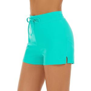 Tournesol Women's Swim Shorts High Waisted Bathing Suit Bottoms Swimsuit Tankini Boy Shorts with Liner (Large, Green)