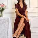 Women's Black Chiffon Dress Ruffle Short Sleeve Formal Dresses 2026 Summer Fashion Sexy Empire Waist Midi Dresses (XL)