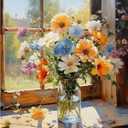 PRASIO Paint by Numbers Kit for Adults Beginner, Flower Easy Adult Paint by Number Kits on Canvas, DIY Acrylic Watercolor Oil Paint by Number for Adults for Home Decor Gift 16x20 Inch (XM-OP-WindowsillFlower01)