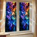 BlissYard Stained Glass Window Film 17.7x39.3 inch Static Cling Window Sticker Anti-UV Sun Blocke Home Decoration Room Office Glass Partitions Home Window Privacy Film Sticker
