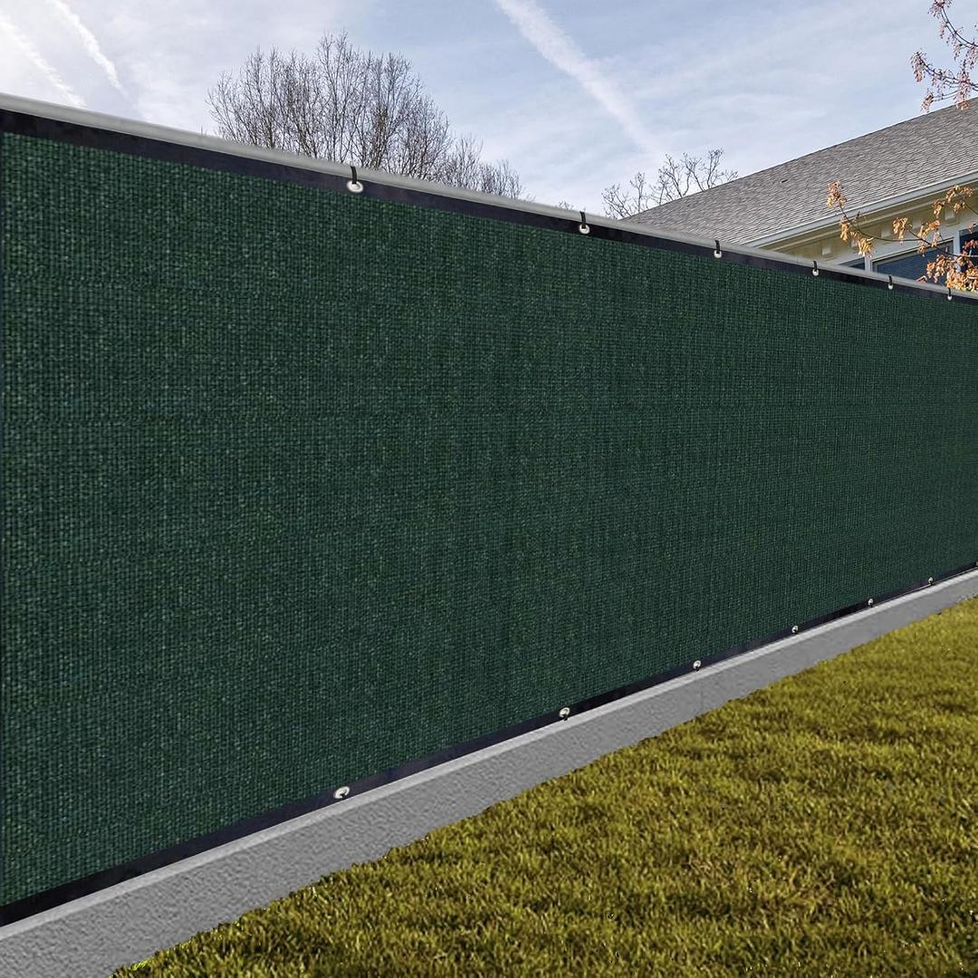 SUNNY GUARD Privacy Screen Fence 5' x 20' Dark Green Heavy Duty Dustproof Denoise Fencing Mesh Fabric Shade Net Cover for Outdoor Wall Garden Yard Pool Deck(Customized)