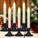 yunsheng 8.6Inches LED Window Candles Dusk to Dawn Light Sensor Timer, 6PCS Battery Operated Flameless Taper Candles with Drip Texture, Suction Cups and Removable Black Base, Christmas Home Decor