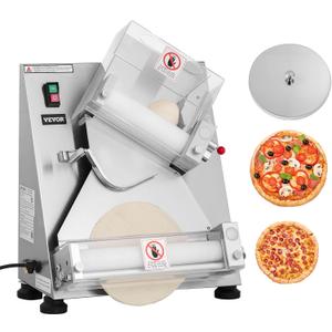 VEVOR Pizza Dough Roller Sheeter, 3-14 Inch Automatic Stainless Steel Pizza Press, Commercial Electric 370W Pasta Maker Machine, 260 pcs Per Hour, Adjustable Thickness, with Dough Press Lid