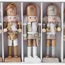 2 x 1 Set Christmas Nutcracker Ornaments Gold and Silver Glittered Christmas Soldier Nutcracker Wooden Figurine Collectible Decoration for Xmas Holiday Party Decor
