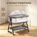 Baby Bassinet, 3-in-1 Bedside Bassinets for Baby, Bassinet Bedside Sleeper with Wheels, Baby Bassinet Bedside Crib with Breathable Mesh, Mosquito Net, 6 Height Adjustable, Large Storage Basket, 35.4‘’L*21.7''W*28''-32.7''H