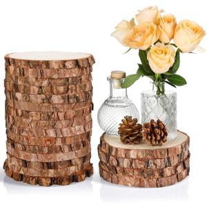 Giegxin 15 Pcs Unfinished Wood Slices for Centerpieces Baby Shower Wedding Party Centerpieces Woodland DIY Circles Crafts Wedding Table Decor Ornament(7-8 Inch)