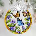 5 x Christmas Ornaments: Stained Glass Ornament, Christmas Tree Ornament, Hanging Ornaments for Home Decor & Xmas Tree Decorations Holiday Decor, Gifts & Holiday Present - Monarch Butterfly