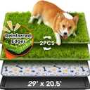 Hompet Dog Grass Pad with Tray Large, 29"x20.5", 2 Reusable Artificial Turf for Dogs Potty, Waterproof Non-Slip Washable Pee Pads, Quickly Absorbency Portable Dog Litter Box for Indoor/Outdoor Use