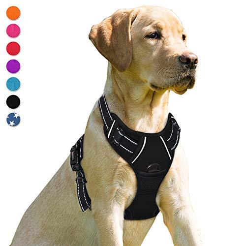No Pull Dog Harness Front Clip Heavy Duty Reflective Easy Control Handle for Large Dog Walking(Black,S)